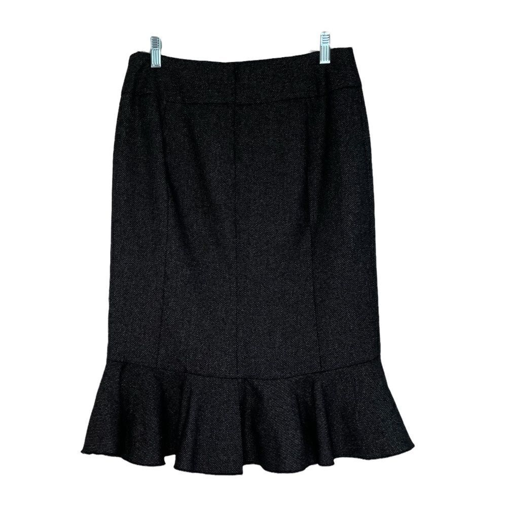 Express Black Textured Ruffle Hem Pencil Skirt - 2